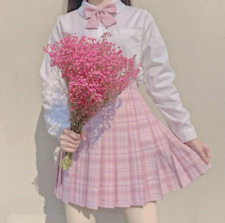 Uniforme escolar JK saias xadrez rosa cintura alta saias plissadas vestido estudantes comprar usado  Enviando para Brazil