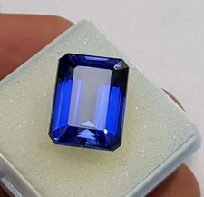 Safira azul natural preciosa aquecida em forma de esmeralda 12 cts certificada Z794, usado comprar usado  Enviando para Brazil