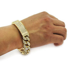 Pulseira masculina hip hop folheada a ouro cúbica-zircônia Miami cubana comprar usado  Enviando para Brazil