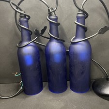 Abajur Meyda Tiffany vinhedo toscano azul fosco garrafa de vinho 3"x11" conjunto de 3, usado comprar usado  Enviando para Brazil