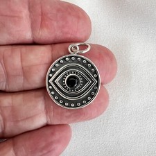 Pingente Evil Eye prata esterlina pedra preta feita pelo homem amuleto boa sorte comprar usado  Enviando para Brazil