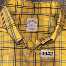 Camisa polo masculina Brooks Brothers xadrez amarela L original sem ferro, usado comprar usado  Enviando para Brazil