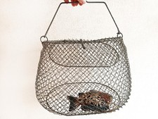 Cesta de arame de metal dobrável vintage pesca bolsa de malha dobrável compras URSS comprar usado  Enviando para Brazil