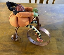 Primitivo Jack O Lanterna Homem Andando de Bicicleta, Decoração de Halloween comprar usado  Enviando para Brazil