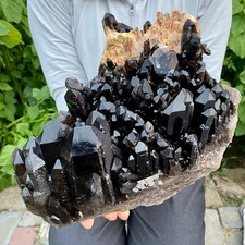 12,54 lb grande aglomerado de quartzo preto esfumaçado natural amostra de cristal cura, usado comprar usado  Enviando para Brazil