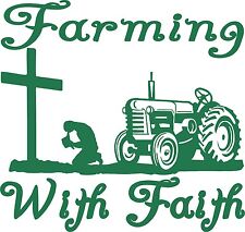 Adesivo de vinil Farm Faith Christian Cross Praying trator carro caminhão janela comprar usado  Enviando para Brazil