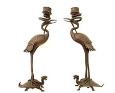 Pair bronze japacandlesticks for sale  FAKENHAM