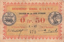 Costa de Marfil 0,50 francos 1917 segunda mano  Embacar hacia Mexico