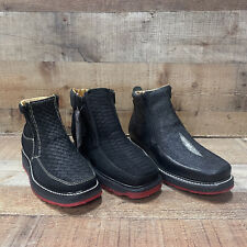 Botas de trabalho masculinas com zíper couro preto com sola vermelha biqueira quadrada Bota Mexicana comprar usado  Enviando para Brazil