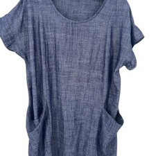 Vestido túnica Studio One New York feminino 1X azul com bolsos curtos comprar usado Vestido túnica Studio One New York feminino 1X azul com bolsos curtos comprar usado  Enviando para Brazil