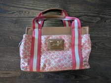 Usado, Bolsa tote Tommy Hilfiger americana clássica rosa marrom casual logotipo icônico bolsa de braço comprar usado  Enviando para Brazil