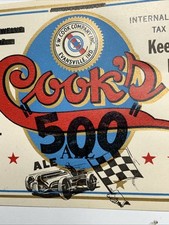 Usado, NÃO É COMUM!! Etiqueta de cerveja Cook’s 500 Ale Indy carro de corrida IRTP para barril década de 1940 ESCASSA comprar usado  Enviando para Brazil
