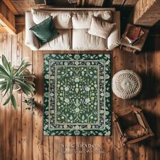 Tapete de área boho verde silencioso | Estética rústica sala de estar verde pastel decoração para casa comprar usado  Enviando para Brazil