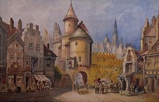 Día De Mercado En Antigua Amberes Acuarela C1900 Cecil Jack Keats Belga Sch, usado comprar usado  Enviando para Brazil