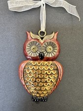Ornamento de coruja esmaltado decoração de parede com joias 5"", usado comprar usado  Enviando para Brazil