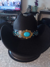 Chapéu de cowboy de feltro elegante feminino com pedra turquesa  comprar usado  Enviando para Brazil