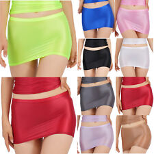 Saia feminina brilhante cor sólida cintura baixa saia quadril elástica Bodycon mini-saia comprar usado  Enviando para Brazil