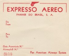 Etiqueta de endereço de bagagem/carga Expresso Aereo Brasil Pan American comprar usado  Enviando para Brazil