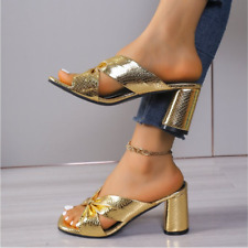 Sandálias femininas Pumps salto alto salto alto chinelos sapatos vestido de festa slip on, usado comprar usado  Enviando para Brazil