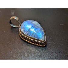 Usado, Colar corrente pingente corda fio Bali lágrima pedra da lua azul sólido 925 esterlina comprar usado  Enviando para Brazil