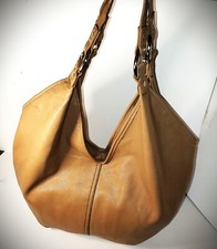 Bolsa de ombro vintage marrom acastanhado couro de cordeiro crescente hobo ferragem dourada comprar usado  Enviando para Brazil