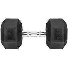 HALTERES HEXAGONAIS GINISTAS REVESTIDOS DE BORRACHA FERRO FUNDIDO PESOS LIVRES INDIVIDUAIS 40 LB - PRETO comprar usado  Enviando para Brazil