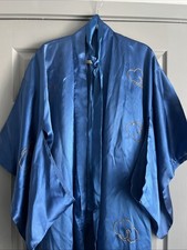 Usado, Roupão quimono de seda azul vintage com detalhes dourados forrado de dragões comprar usado  Enviando para Brazil