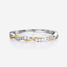 Anel feminino sólido prata esterlina 925 e ouro amarelo diamante 0,10 quilates Eternity  comprar usado  Enviando para Brazil