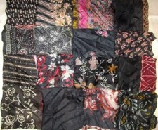 EN Gran Lote 100% Negro Pura Seda Vintage Tela Sari Acolchado Cortes Artesanía Pascua segunda mano  Embacar hacia Mexico