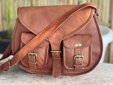 Bag Vintage Brown Leather Genuine Cross Body Shoulder Messenger comprar usado  Enviando para Brazil