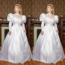 Vestidos de noiva vintage mangas compridas cetim retrô medieval linha A vestidos de noiva comprar usado  Enviando para Brazil