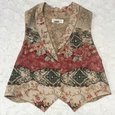 Colete Oxford Feminino Xale Gola Floral Tapeçaria Tamanho Pequeno Marrom Vermelho comprar usado  Enviando para Brazil