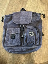 KIPLING VINTAGE Mochila de Cordão Nylon Azul/Cinza e Chaveiro Macaco Original comprar usado  Enviando para Brazil