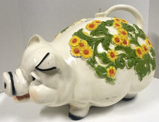 Estatuária universal vintage gigante Kitsch PIG Bank creme flores amarelas 18" 1976 comprar usado Estatuária universal vintage gigante Kitsch PIG Bank creme flores amarelas 18" 1976 comprar usado  Enviando para Brazil
