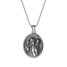Colar masculino religioso Jesus o Bom Pastor pingente medalha de aço inoxidável, usado comprar usado  Enviando para Brazil
