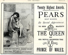 Usado, PEARS SOAP MAKERS TO HER MAJESTY THE QUEEN AND ROYAL'S  XXL-Reclame von 1894 comprar usado  Enviando para Brazil