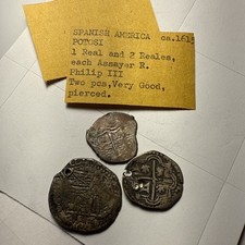 América Espanhola 1 Real e 2 Reales Philip 111 Escasso 3 Moedas comprar usado  Enviando para Brazil