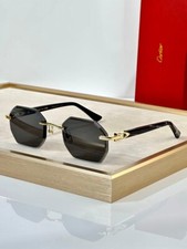 Óculos de sol Cartier CT0439S 001 cinza dourado geométrico comprar usado  Enviando para Brazil