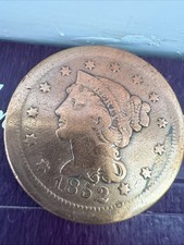 Moeda genuína original de 1 centavo cabelo trançado grande 1852 comprar usado  Enviando para Brazil