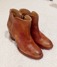 Botas curtas femininas Bed Stu couro com zíper lateral marrom tamanho 7, feitas em banco comprar usado  Enviando para Brazil