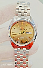 Vintage Orient AAA Cristal Relógio Automático Masculino Mostrador Dourado Dia/Data 21 Joias comprar usado  Enviando para Brazil