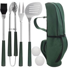 Conjunto de ferramentas para churrasco estilo clube de golfe POLIGO 7 PEÇAS cabo de borracha - Verde comprar usado  Enviando para Brazil