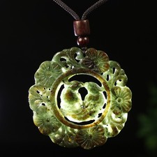 Pingente de jadeíta 100% natural verde vermelho grau A certificado casal pássaros M0471 comprar usado  Enviando para Brazil