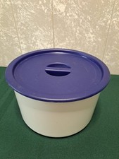 Recipiente de filtro de café Tupperware branco com tampa azul e colher de café, usado comprar usado  Enviando para Brazil