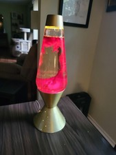 Lâmpada de lava vintage Star Lite luz vermelha lava âmbar líquido ouro tampa base dourada MCM comprar usado  Enviando para Brazil