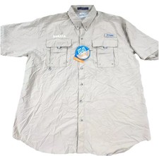 Camisa masculina Columbia PFG marrom cáqui botão para cima desempenho tactel náilon Bahama comprar usado  Enviando para Brazil