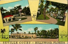 Cartão postal vintage E40 Sevilha Court Motel Tourist Trailer Park, Hollywood FL, usado comprar usado  Enviando para Brazil