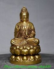 Antigo Assento Chinês Bronze Dourado Lótus Kwan-yin Guan Yin Deusa Buda Vaso Estátua comprar usado  Enviando para Brazil
