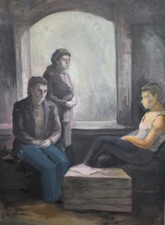 Figuras europeias vintage de pintura a óleo, usado comprar usado  Enviando para Brazil
