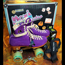 MOXI SKATES LOLLY TAFFY Tamanho 7 (Feminino 8-8.5) ferramenta de coleira biqueira pára camurça roxa comprar usado  Enviando para Brazil